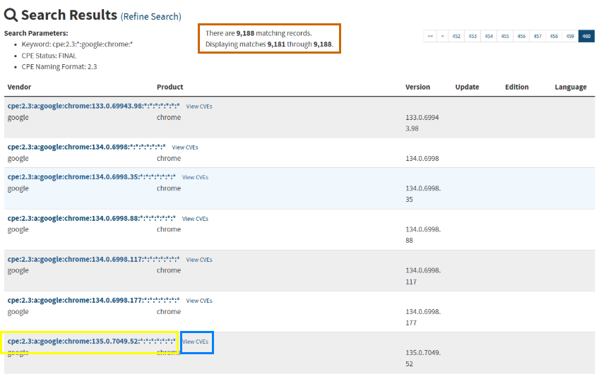 Google Chrome の nvd link