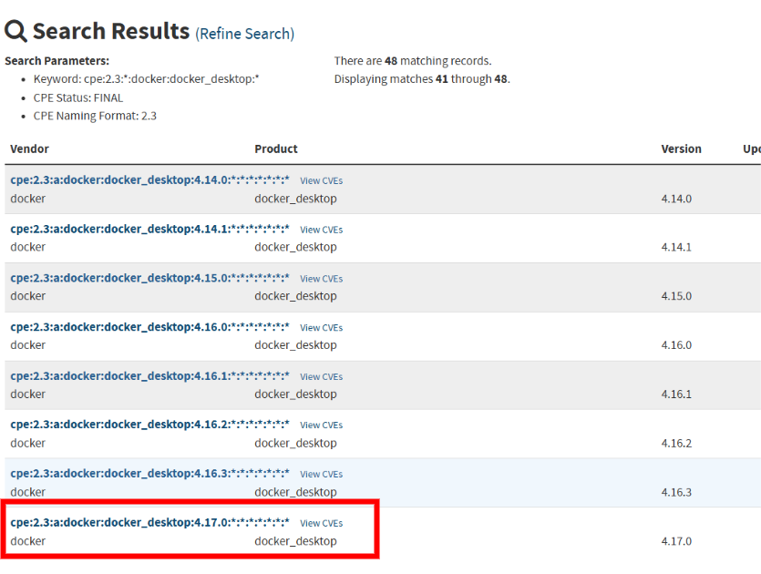 docker:docker-desktop の NVD 一覧