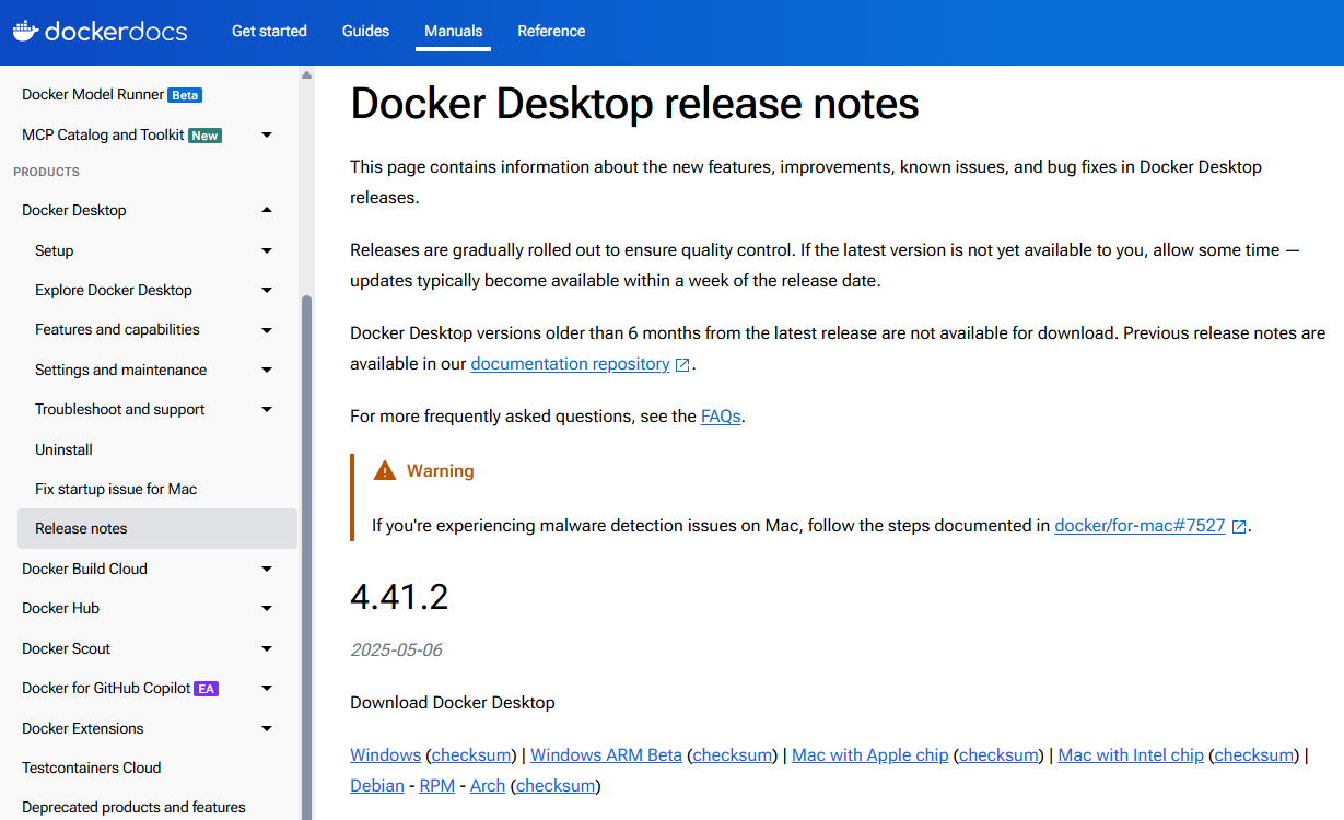 dockerのリリースノート