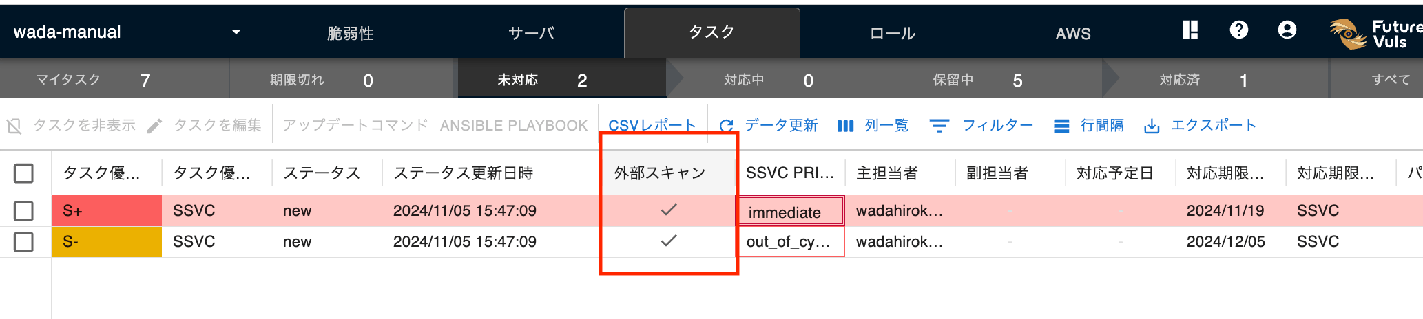 外部スキャン列