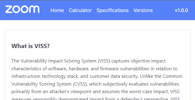 Zoom社が公開した VISS(Vulnerability Impact Scoring System) の概要